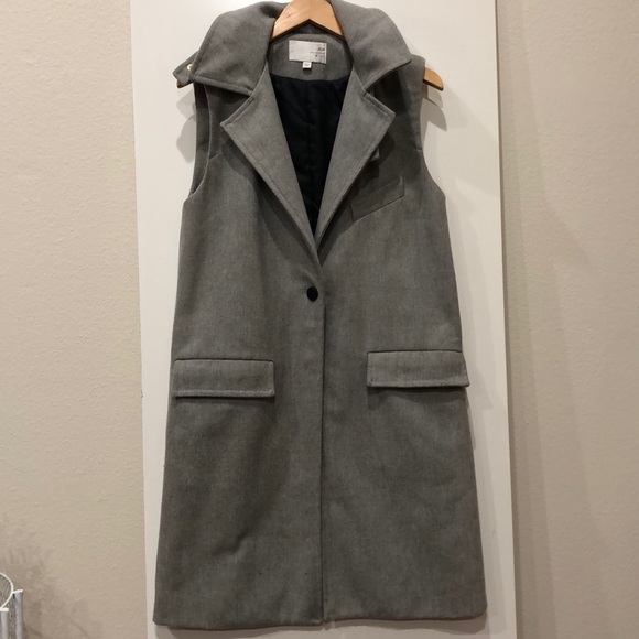 JOA Gray Long Vest sleeveless coat - Picture 2 of 10